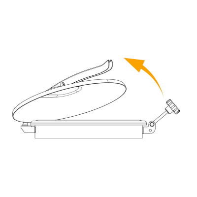 Round stainless steel manway - side view