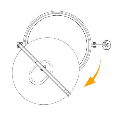 Round stainless steel manway - top view