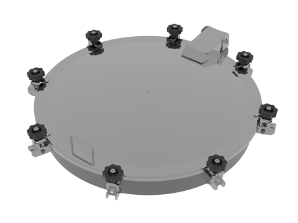 Manway with handwheel locking