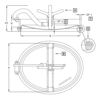Stainless steel oval manway A319 (345x445) - drawing