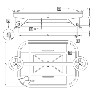 Stainless steel rectangular manway A362BV (400x530) - drawing