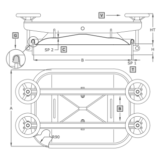 Stainless steel rectangular manway A363V (400x530) - drawing