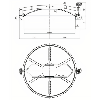 Stainless steel round manway E51 (DN502) - drawing