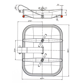 Stainless steel rectangular manway E129/1 (530x406) - drawing