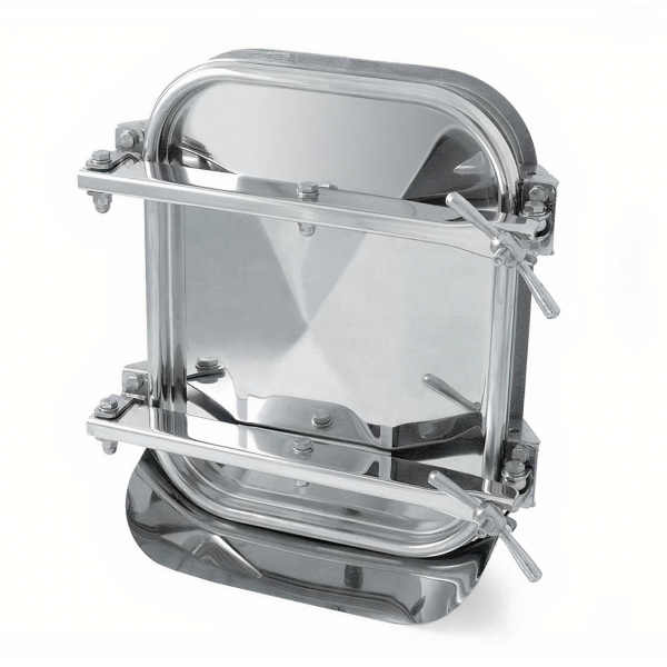 Stainless steel rectangular manway for concrete tanks E115CEM (530x406)