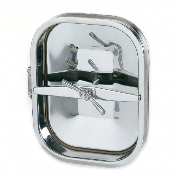 Stainless steel rectangular manway for concrete tanks E130CEM (424x316)