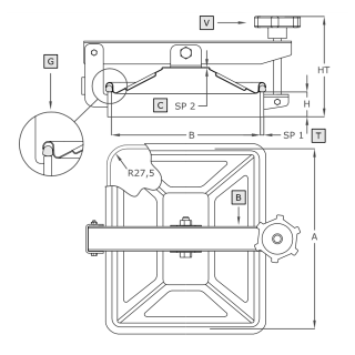 Stainless steel rectangular manway A382 (310x245) - drawing