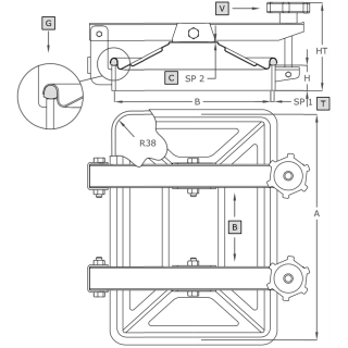 Stainless steel rectangular manway A384 (405x275) - drawing