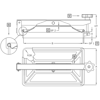 Stainless steel rectangular manway A384L (275x405) - drawing