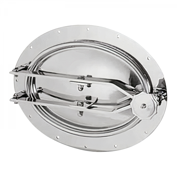 Stainless steel oval manway for wooden tanks (barrels) E140BL (440x308)