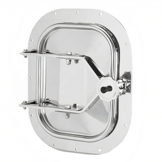 Stainless steel rectangular manway for wooden tanks (barrels) E141BL (424x316)