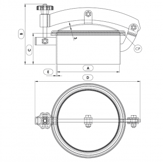 Stainless steel round manway Boyer P31-240 (DN200-DN599) - drawing