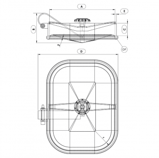 Stainless steel rectangular manway Boyer P13-105 (314x424) - drawing