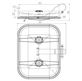 Stainless steel rectangular manway Boyer P13-409 (410x534) - drawing