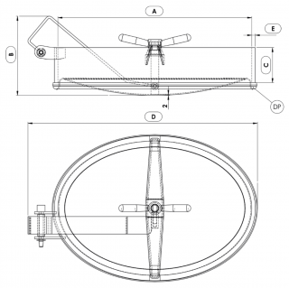Stainless steel oval manway Boyer P11-102 (442x307) - drawing