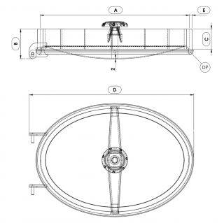 Stainless steel oval manway Boyer P11-302 (442x307) - drawing