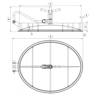 Stainless steel oval manway Boyer P11-410-510 (410x510) - drawing