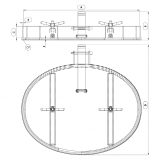 Stainless steel oval manway Boyer P11-608 (600x800) - drawing