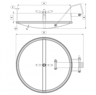 Stainless steel round manway Boyer P12-510 (DN504-DN800) - drawing