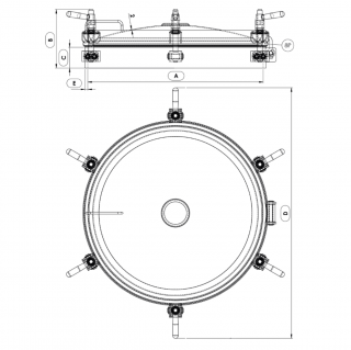 Stainless steel round manway Boyer P22-265 (DN504-DN604) - drawing