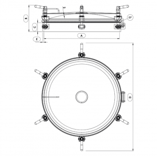 Stainless steel round manway Boyer P22-265ATR (DN504) - drawing
