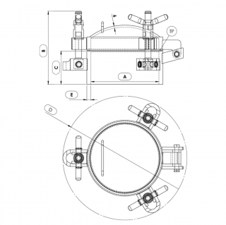 Stainless steel round manway Boyer P22-233 (DN204-DN400) - drawing