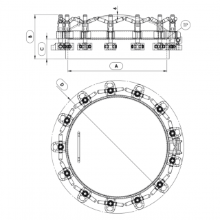 Stainless steel round manway Boyer P22-443 (DN457-DN600) - drawing