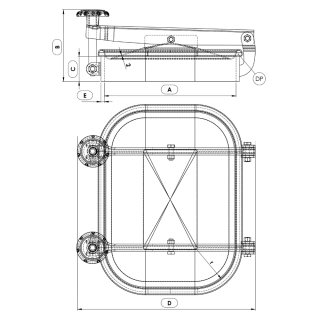 Stainless steel rectangular manway Boyer P23-210 (314x424) - drawing
