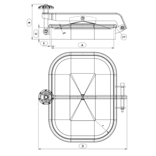 Stainless steel rectangular manway Boyer P23-307 (314x424) - drawing
