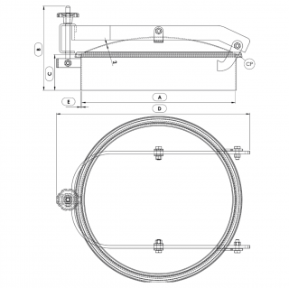 Stainless steel round manway Boyer P31-498 (DN430-DN595) - drawing