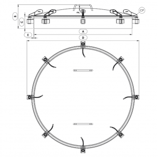 Stainless steel round manway Boyer P31-080 (DN790) - drawing