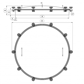 Stainless steel round manway Boyer P31-935 (DN900-DN1400) - drawing
