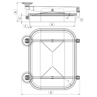 Stainless steel rectangular manway Boyer P23-111 (410x534) - drawing