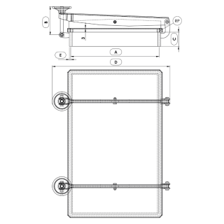 Stainless steel rectangular manway Boyer P23-580 (500x800) - drawing