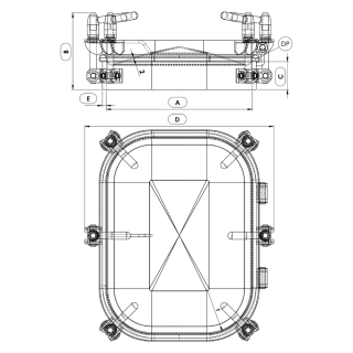 Stainless steel rectangular manway Boyer P23-201 (314x424) - drawing