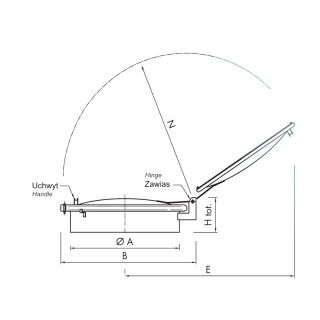 Stainless steel round manway BP420-490 (DN427-DN495) - drawing