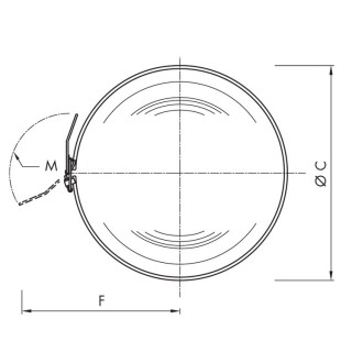 Stainless steel round manway B150SC (DN154-DN495) - drawing (top view)