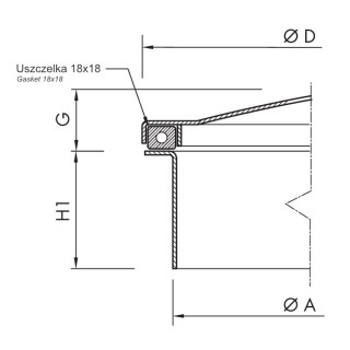 Stainless steel round manway B600 (DN606-DN1406) - drawing (frame view)