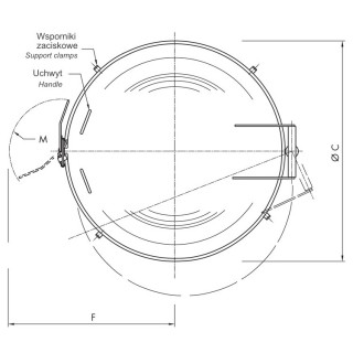Stainless steel round manway B600 (DN606-DN1406) - drawing (top view)