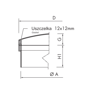 Stainless steel round pressure manway B300PV (DN308-DN608) - drawing (frame view)