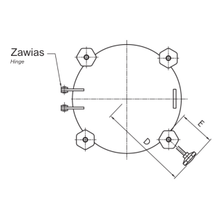 Stainless steel round pressure manway B300PV (DN308-DN608) - drawing (top view)