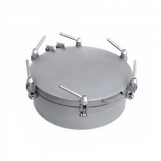 Stainless steel round pressure manway B300PV (DN308-DN608) - version with INOX handwheels