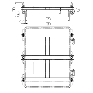 Stainless steel rectangular manway Boyer P23-680 (600x800) - drawing