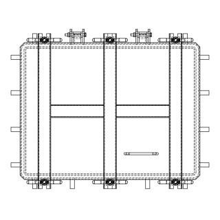 Stainless steel rectangular manway Boyer P23-680 (600x800) - drawing (version for mounting in a cement tank)
