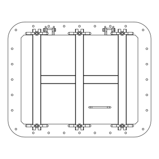 Stainless steel rectangular manway Boyer P23-680 (600x800) - drawing (version for mounting on a concrete tank)