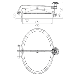 Stainless steel oval manway Boyer P21-303 (307x442) - drawing