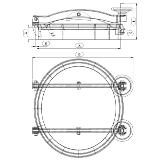 Stainless steel oval manway Boyer P21-116 (411x455) - drawing