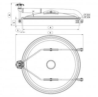 Stainless steel round manway Boyer P33-212 (DN504-DN604) - drawing