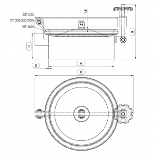 Stainless steel round manway Boyer P33-200 (DN200-DN600) - drawing