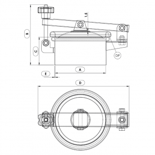 Stainless steel round manway Boyer P33-150 (DN2145-DN600) - drawing